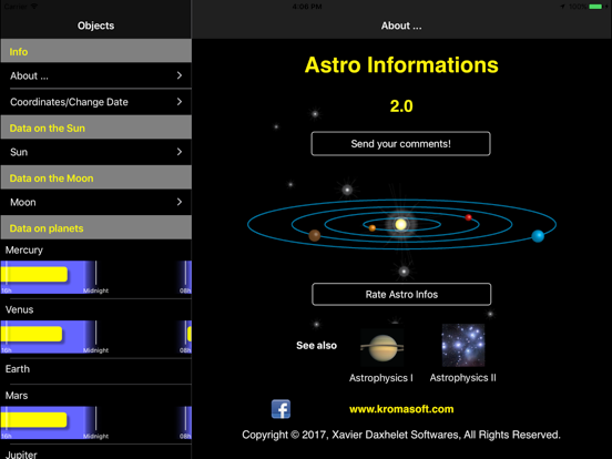 Astro Informations iPad screenshot 1 - Reference app