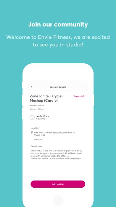 Envie Fitness Meridian Screenshot