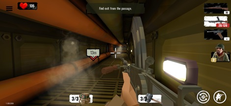 World War Polygon- WW2 shooter - Navigate restrictive industrial passages, featuring detailed piping and atmospheric smoke effects, while tracking mission objectives.