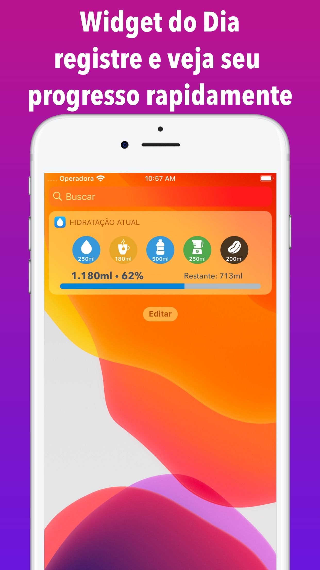 Screenshot do app WaterMinder