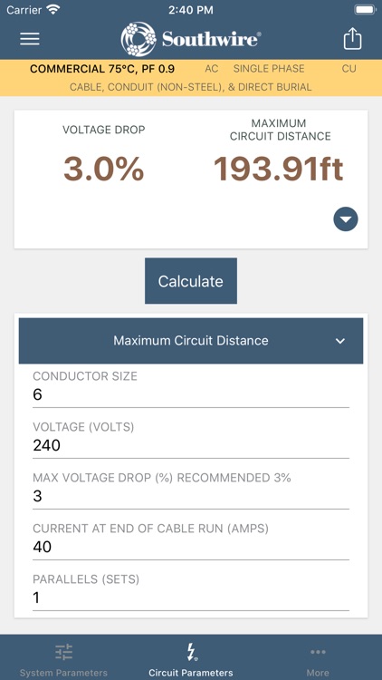 Southwire® Voltage Drop Calc screenshot-4