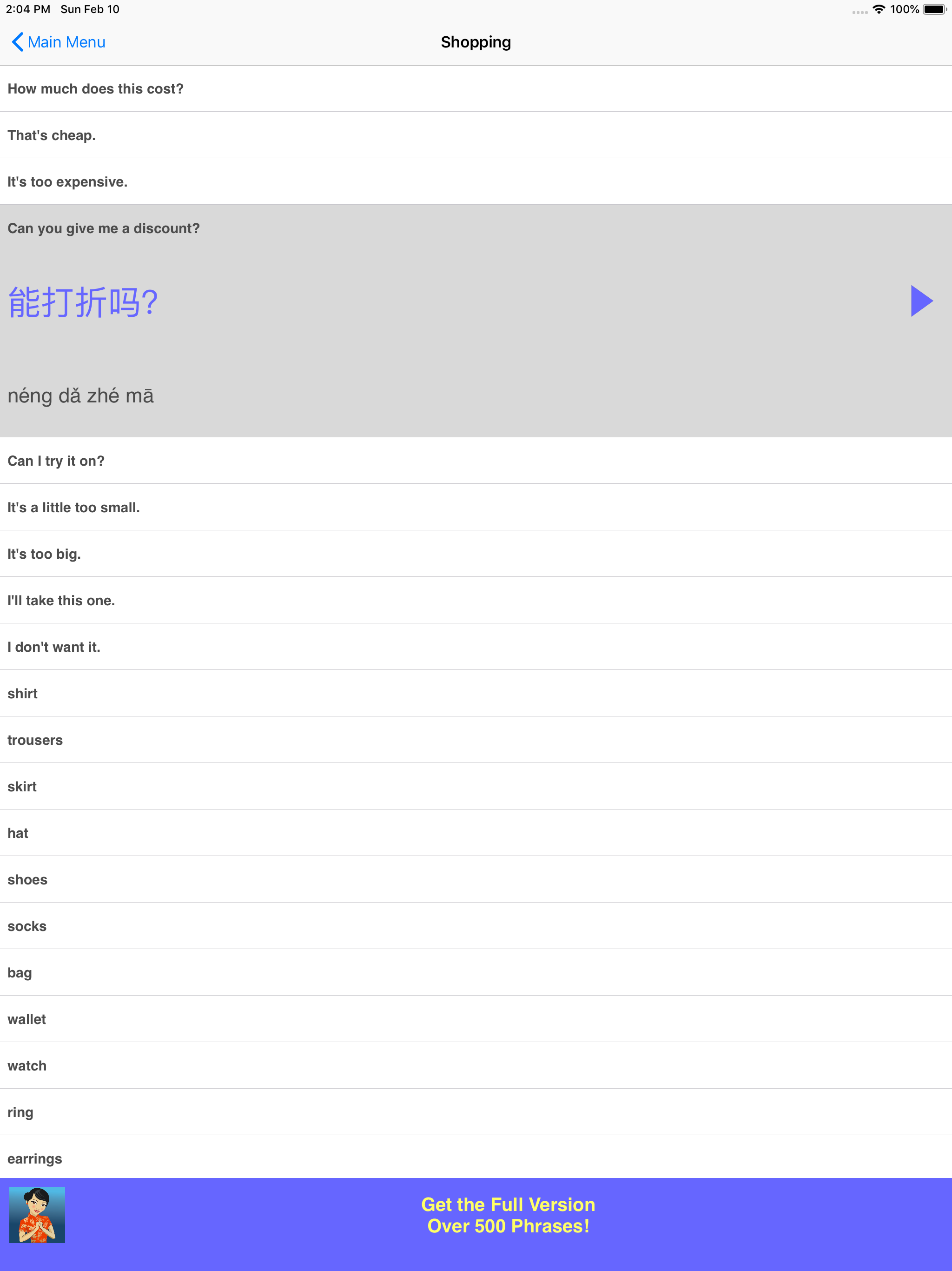 Speak Chinese Phrasebook Lite