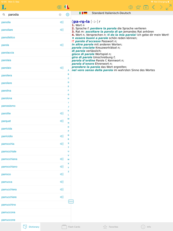Big German Italian Dictionary iPad screenshot