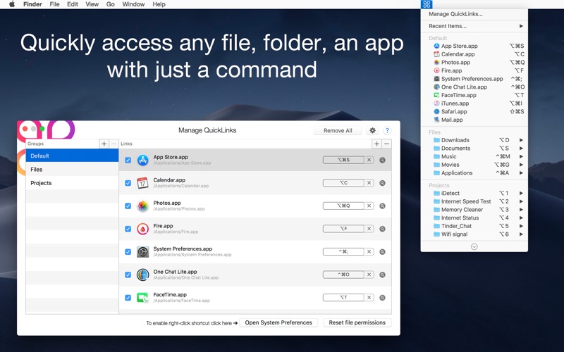 Shortcuts : QuickLinks 的快捷方式