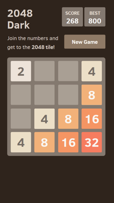 2048 dark mode screenshot 3