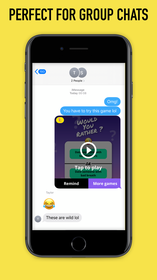 #3. Would You Rather for iMessage (iOS) 由: iMessage Games - Yellow Panda