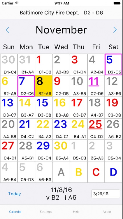 ShiftCal® for Baltimore Fire