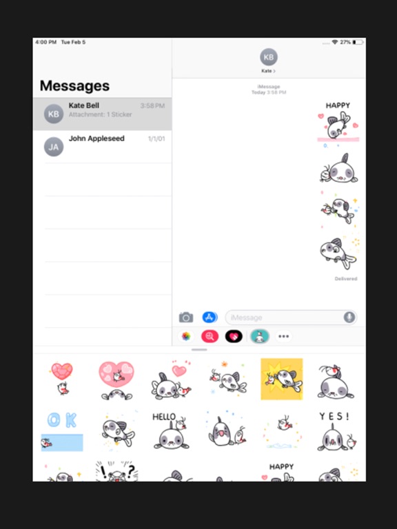 Shy shrimp & Cory catfish iPad screenshot 4 - Stickers app