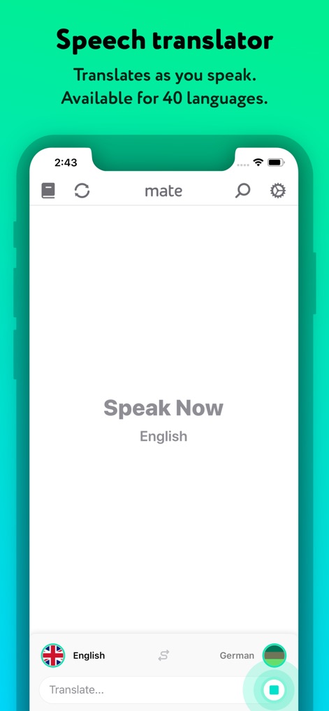 Language Translator by Mate - This tool offers real-time speech translation capabilities, enabling users to speak directly into the app for instant translations between chosen languages like English and German.