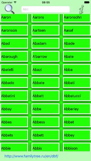 A list of surnames screenshot 1