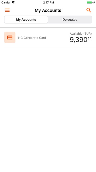 ING Commercial Card Screenshot