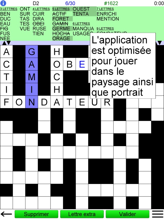 mots cases dans l app store