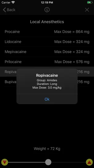 Capture d'écran de AnesthoCalc sur iPhone 6