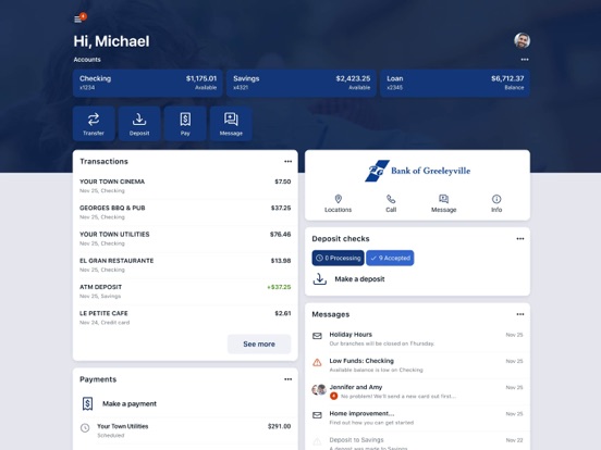 Bank of Greeleyville iPad screenshot 3 - Finance app