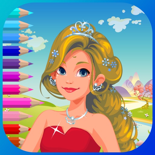 Princess coloring books game icon