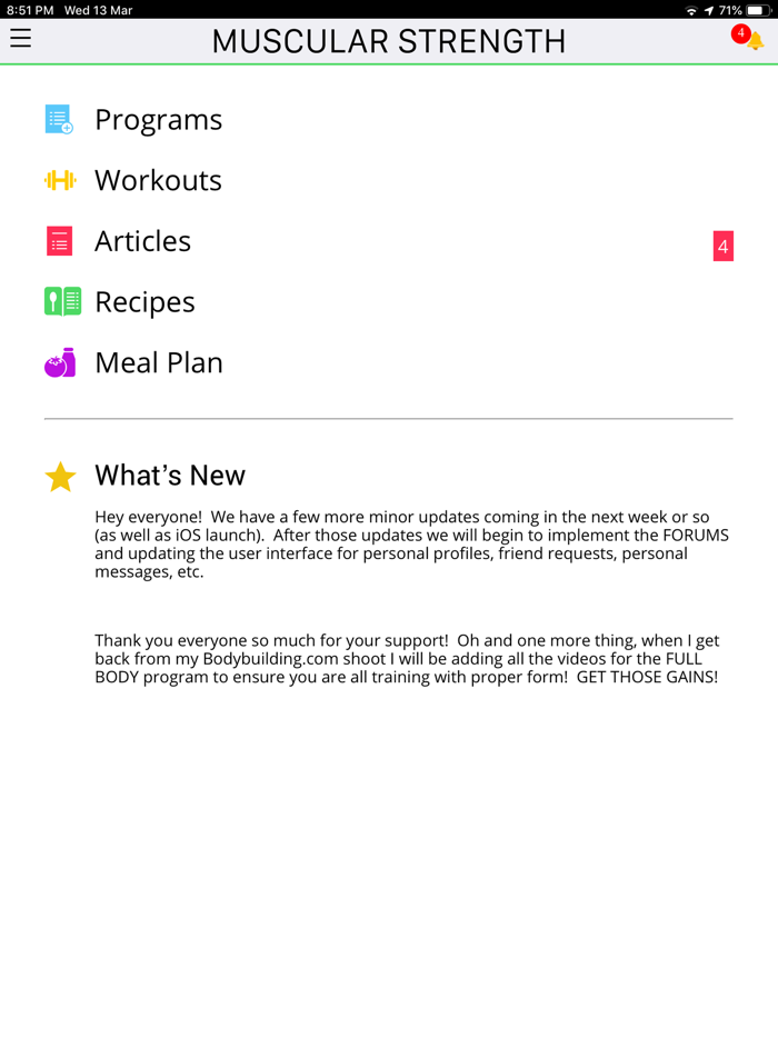 Muscular Strength App