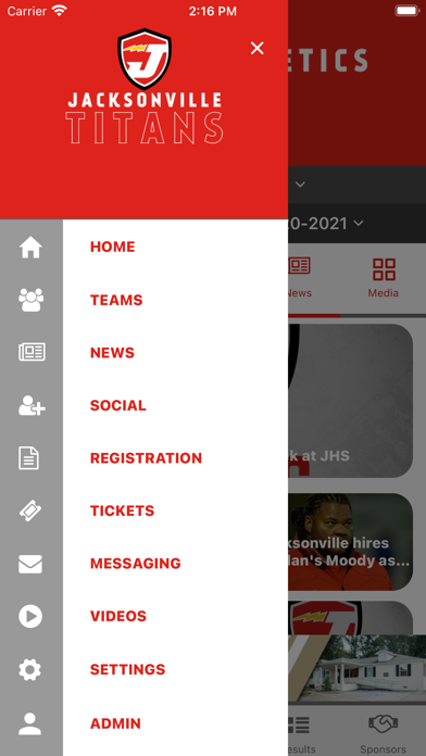 Jacksonville Titans Athletics Screenshot