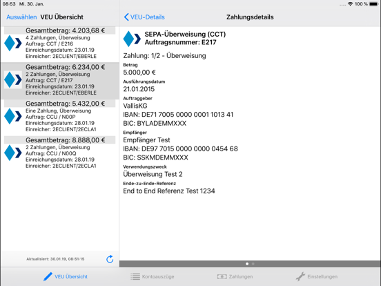 e:Client iPad screenshot