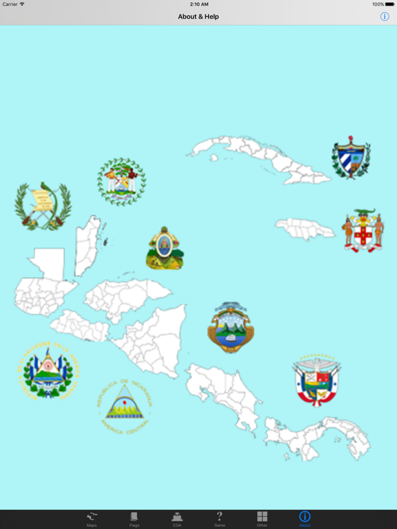Central America state maps iPad screenshot