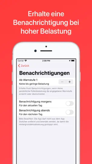 Screenshot von Pollenflug Vorhersage auf dem iPhone 4