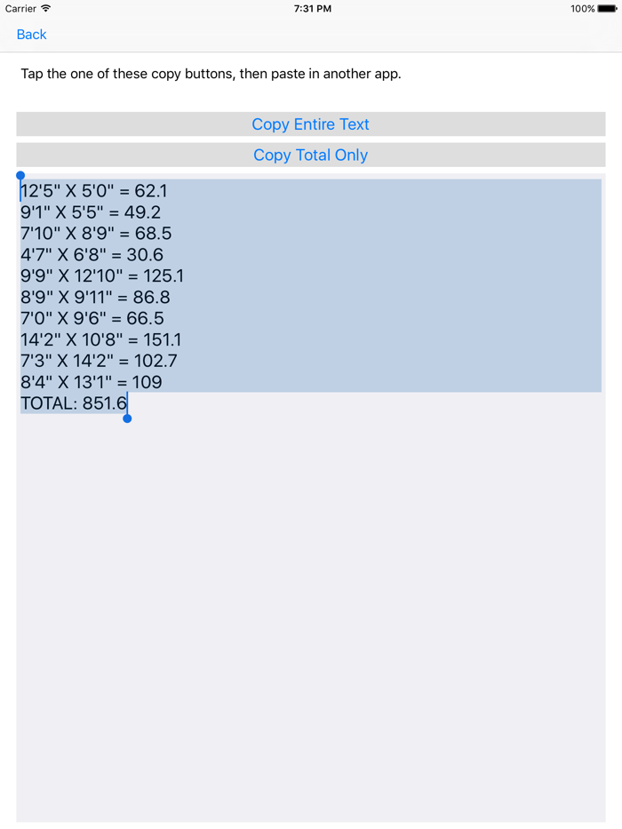 Square Feet Calculator Utility