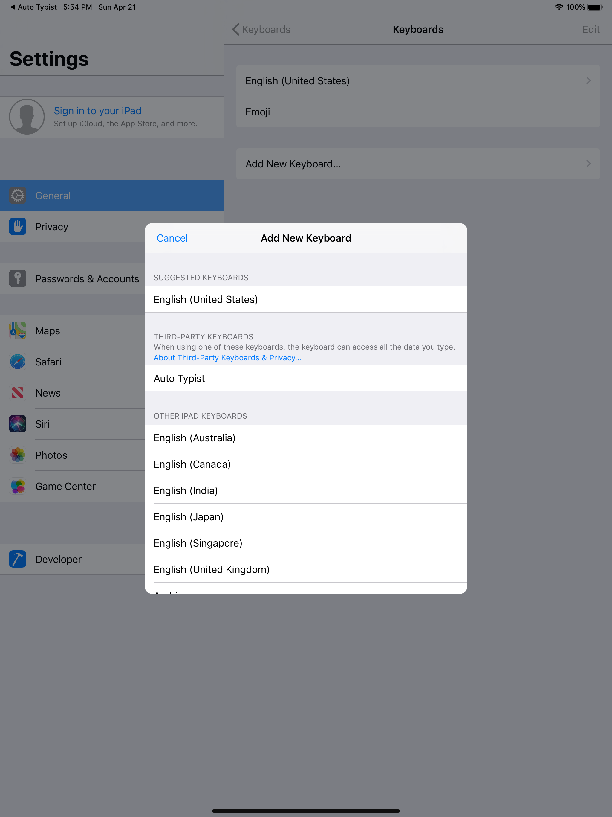 Auto Typist (Custom keyboard)