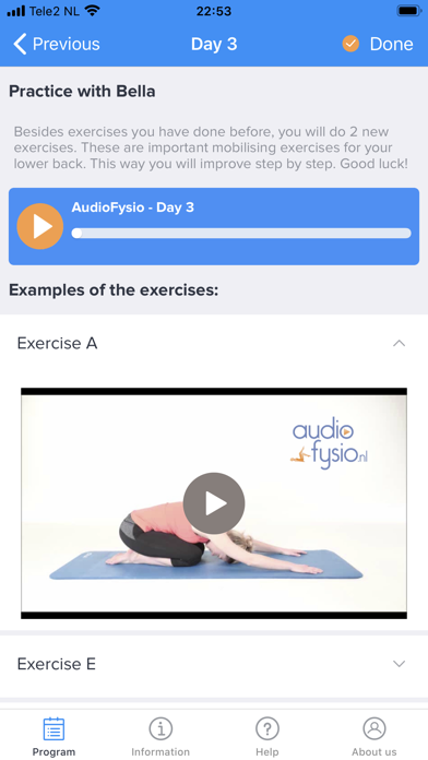 AudioFysio Lower Back Pain App Screenshot