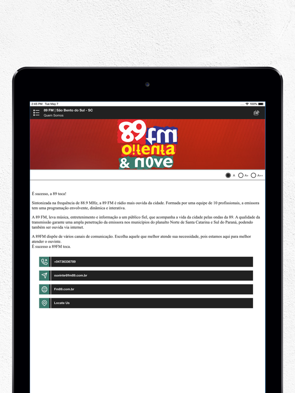 89 FM | São Bento do Sul - SC iPad screenshot