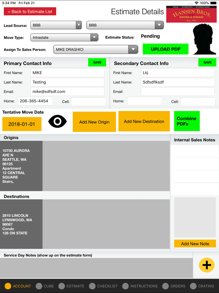 #2. Mover Estimator Tool (iOS) 由: Hansen Bros Moving & Storage