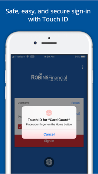 Robins Financial Cards App Screenshot