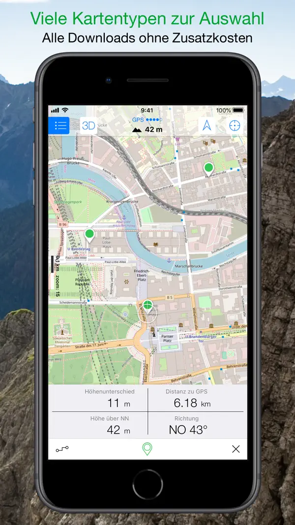 Maps 3D PRO  Wandern & Fahrrad iPhone App Screenshot 5 – Navigation