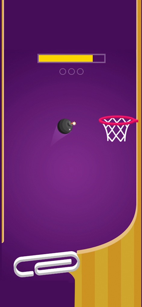 Flipper Dunk - Witness exciting challenges featuring an explosive bomb ball and an unconventional paperclip flipper for unexpected fun.