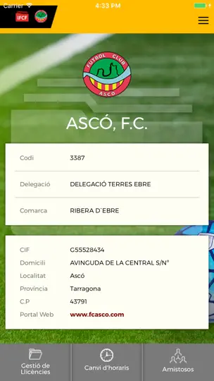 Captura de pantalla de Intranet Clubs en iPhone 2