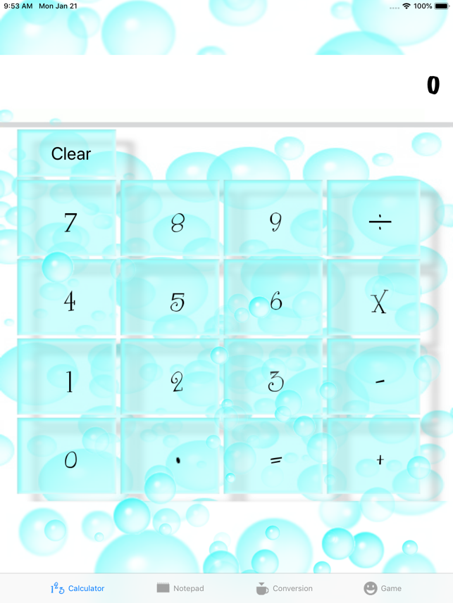 Aqua Bubbles Calculator XL