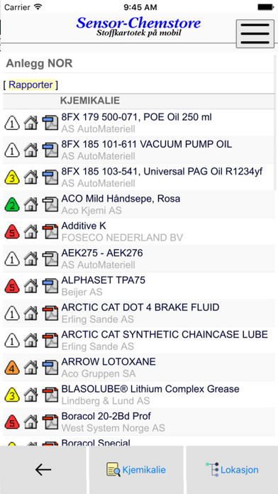 Sensor Chemstore Screenshot