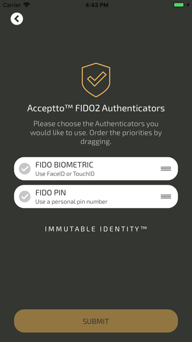 Acceptto FIDO2 Screenshot