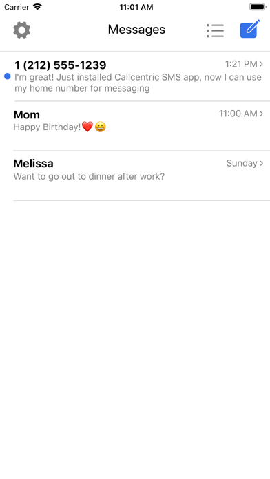 Callcentric SMS Screenshot