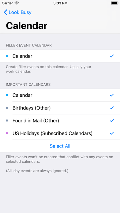 #LookBusy Fake Calendar Events Screenshot