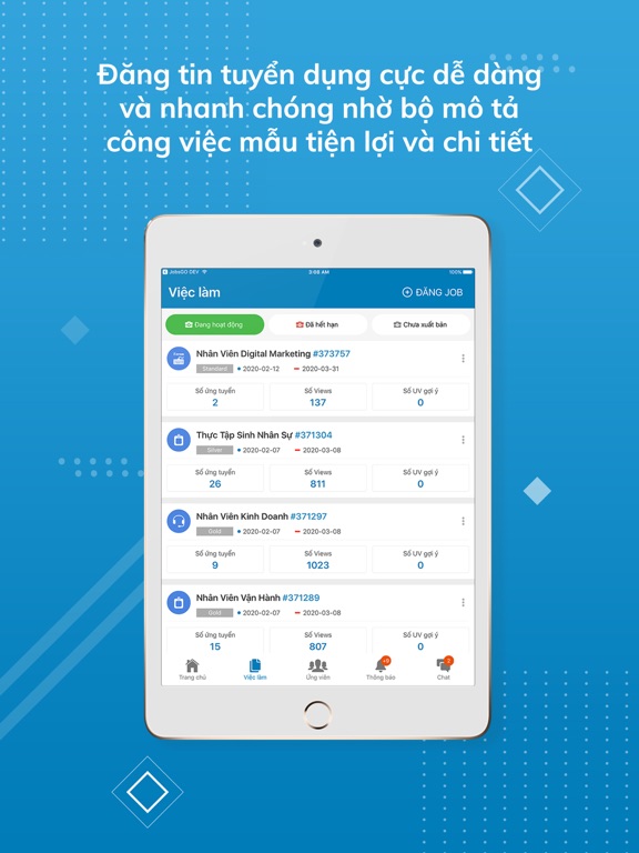 JobsGO - Nhà Tuyển Dụng iPad screenshot 3 - Business app