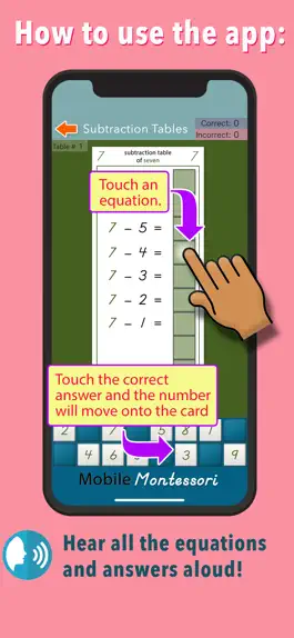Game screenshot Montessori Subtraction Tables apk