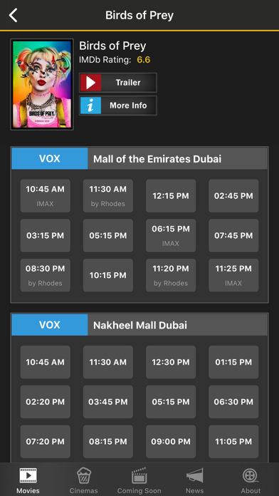 UAE Cinema Showtimes - Lite Screenshot