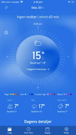 AccuWeather: Værmelding iPhone-skjermbilde 1