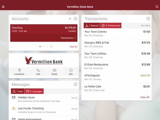 Vermillion State Bank iPad screenshot 2 - Finance app