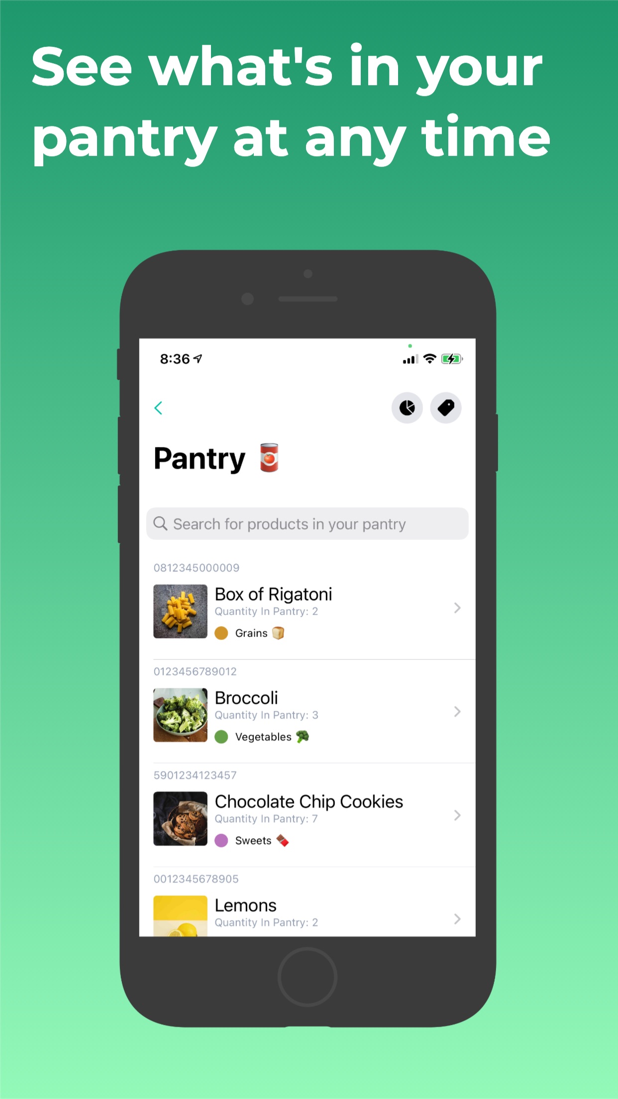 Screenshot do app Swipe Pantry