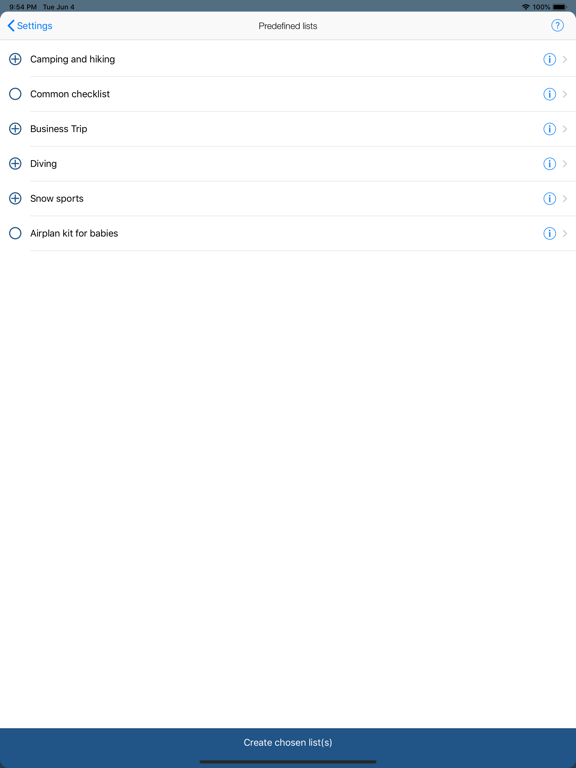 Travel Packing Checklists iPad screenshot 9 - Travel app