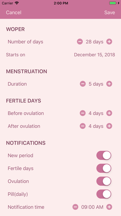 Screenshot #3 for Woper - Women Period Tracker