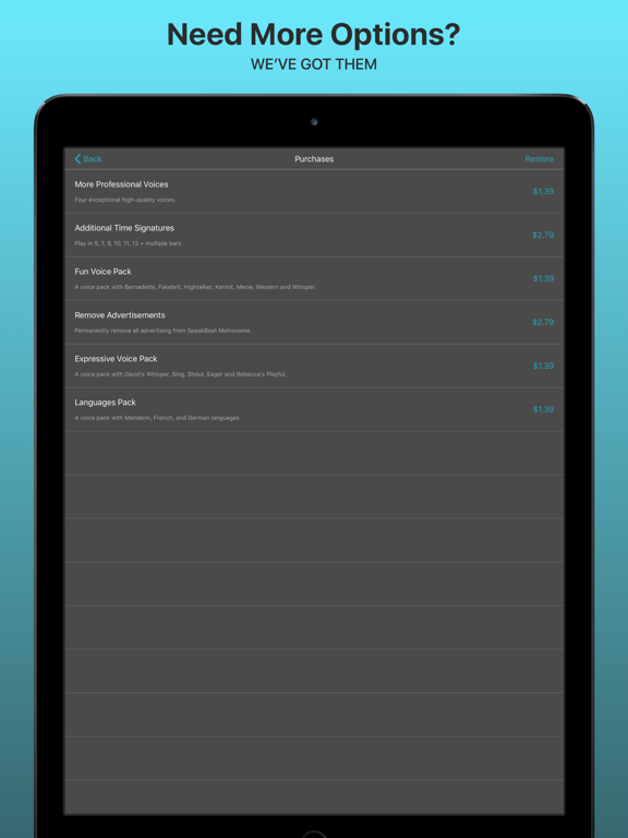 SpeakBeat Metronome - 1 2 3 4 iPad screenshot 6 - Music app