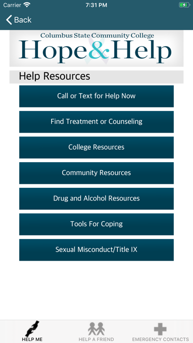 Columbus State Hope & Help Screenshot