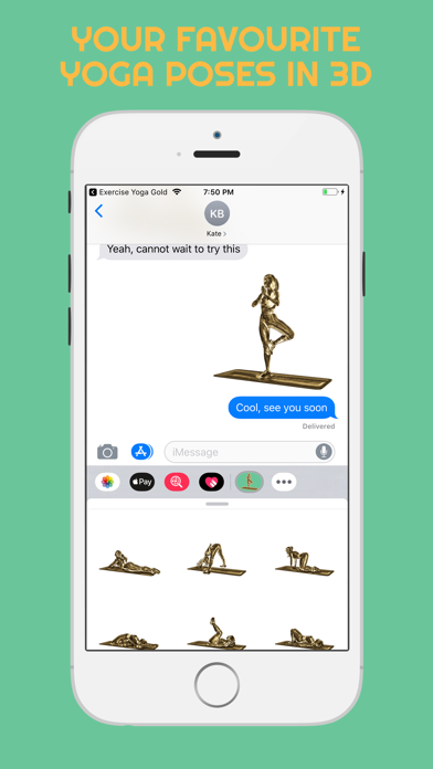 3D Exercise Yoga Gold Stickers screenshot 3