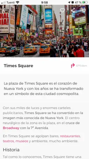 Captura de pantalla de Guía Nueva York Civitatis.com en iPhone 9